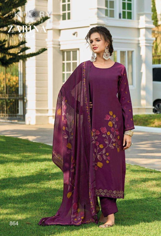 Zarina Vol 4 By Kilory Viscose Muslin Digital Printed Dress Material Wholesale Price In Surat
